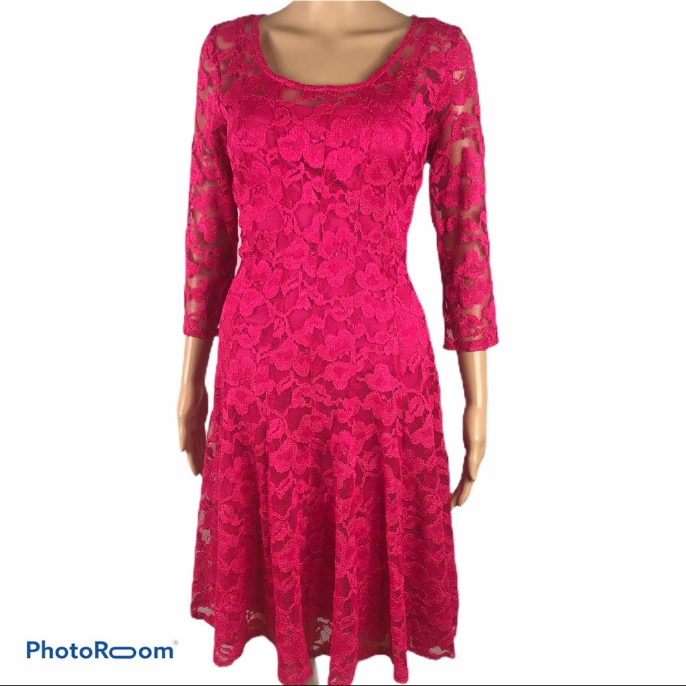 Chetta  B hot pink lace dress size 10